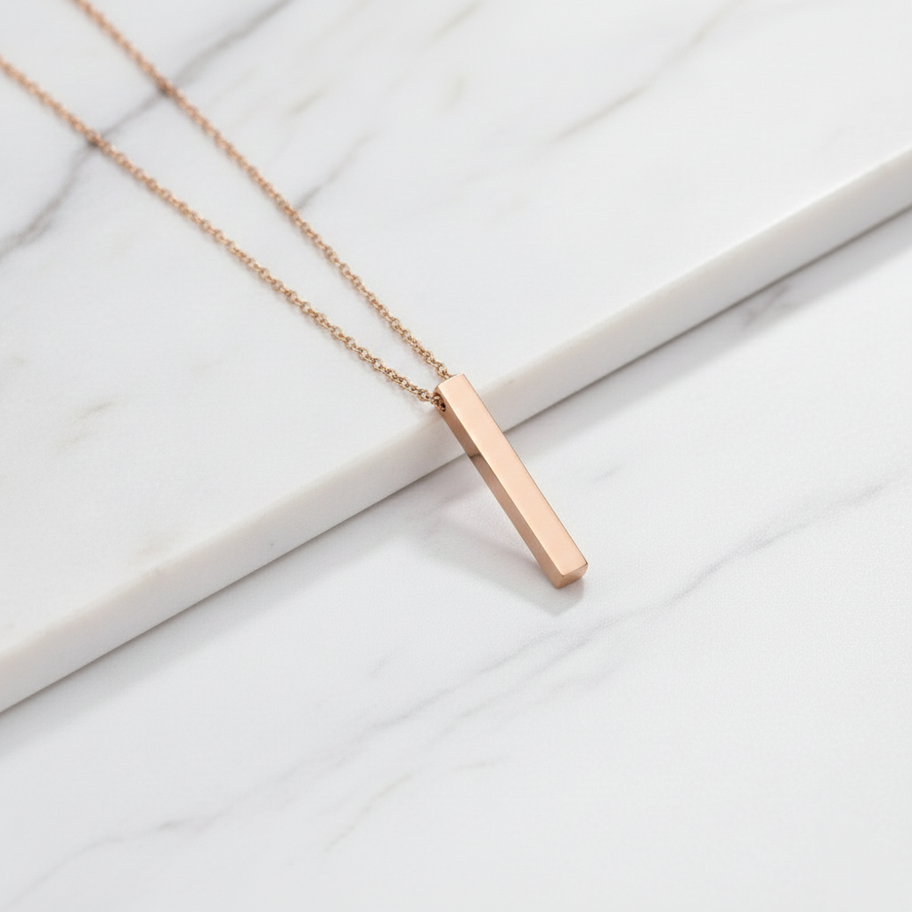 Collar Barra 3D Personalizable para Hombre y Mujer - Acero Inoxidable (50-60cm)