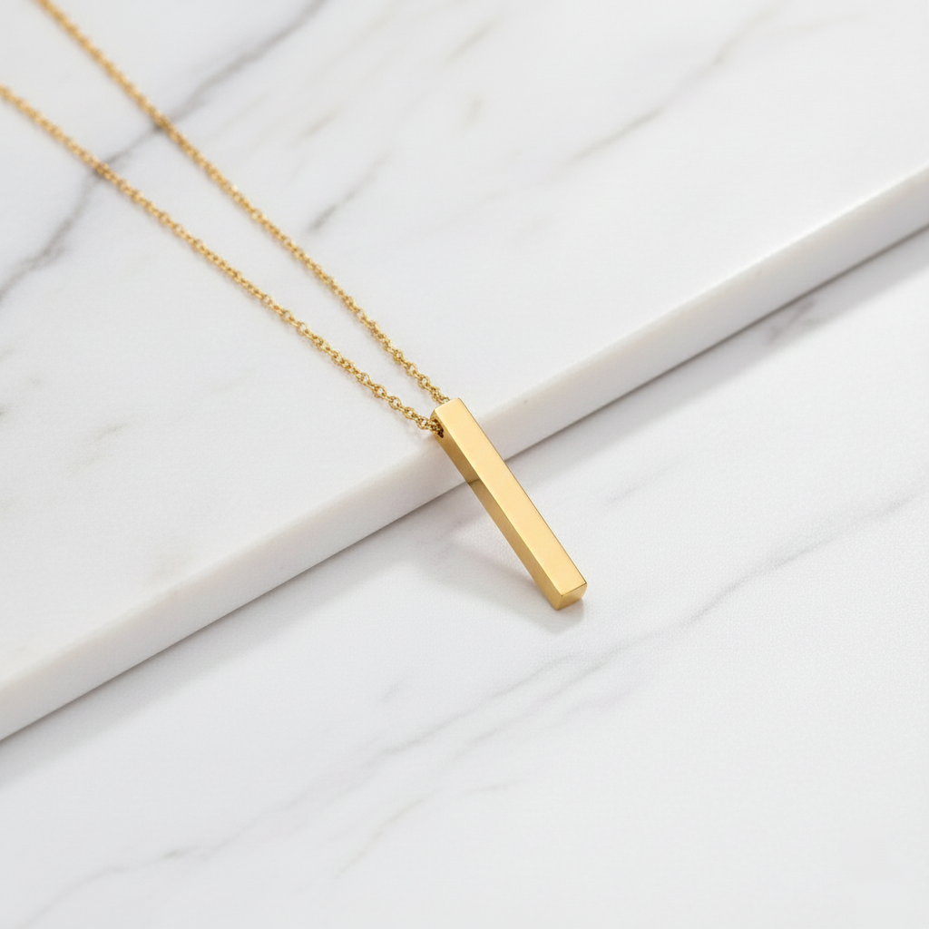 Collar Barra 3D Personalizable para Hombre y Mujer - Acero Inoxidable (50-60cm)