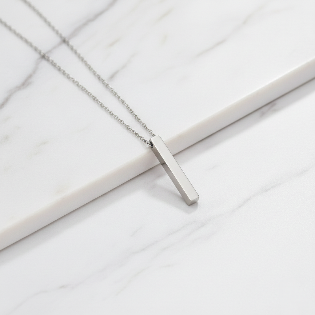 Collar Barra 3D Personalizable para Hombre y Mujer - Acero Inoxidable (50-60cm)