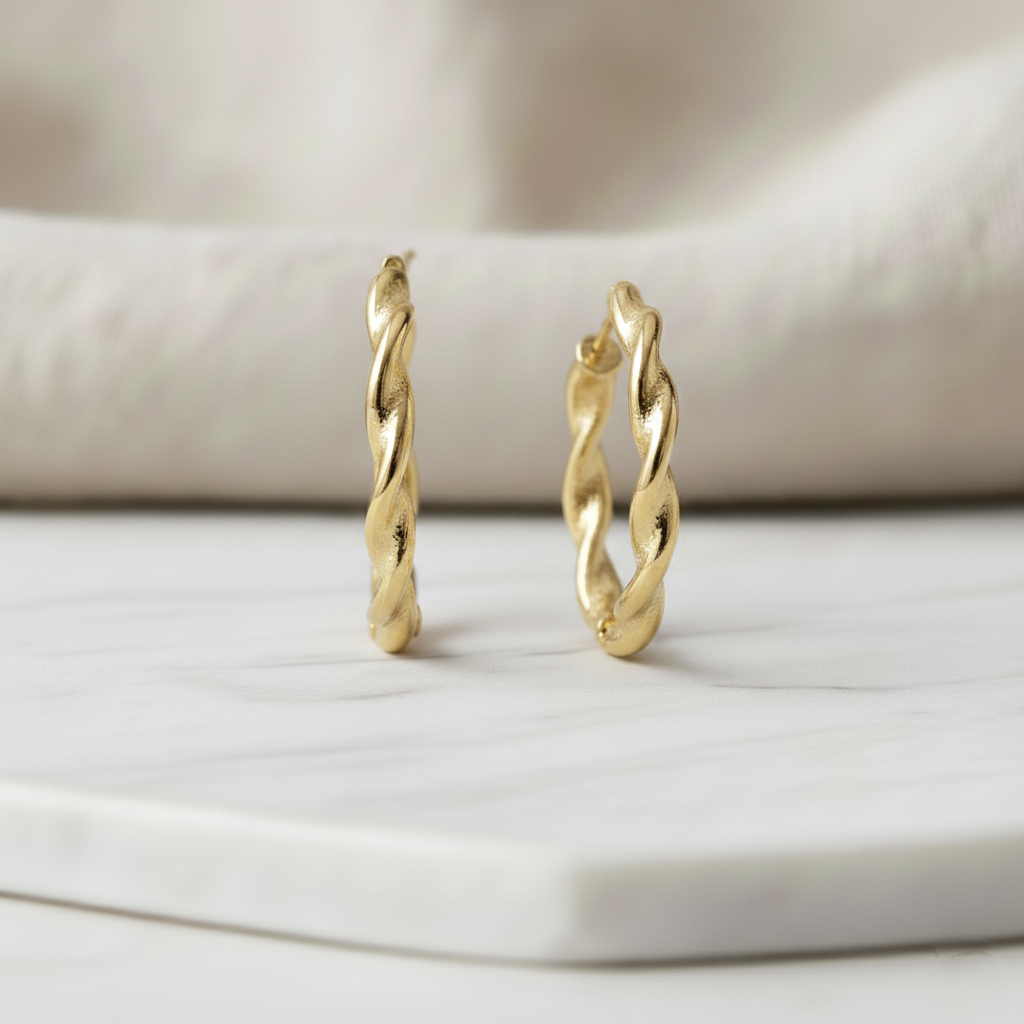 Pendientes Aro Trenzado 3 tamaños en Plata de Ley 925 con Cierre Aro Click