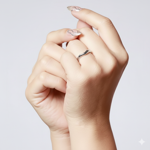 Anillo Curvo de Plata de Ley 925 - Baño de Oro 18K (3 Micras) - Varios Dedos