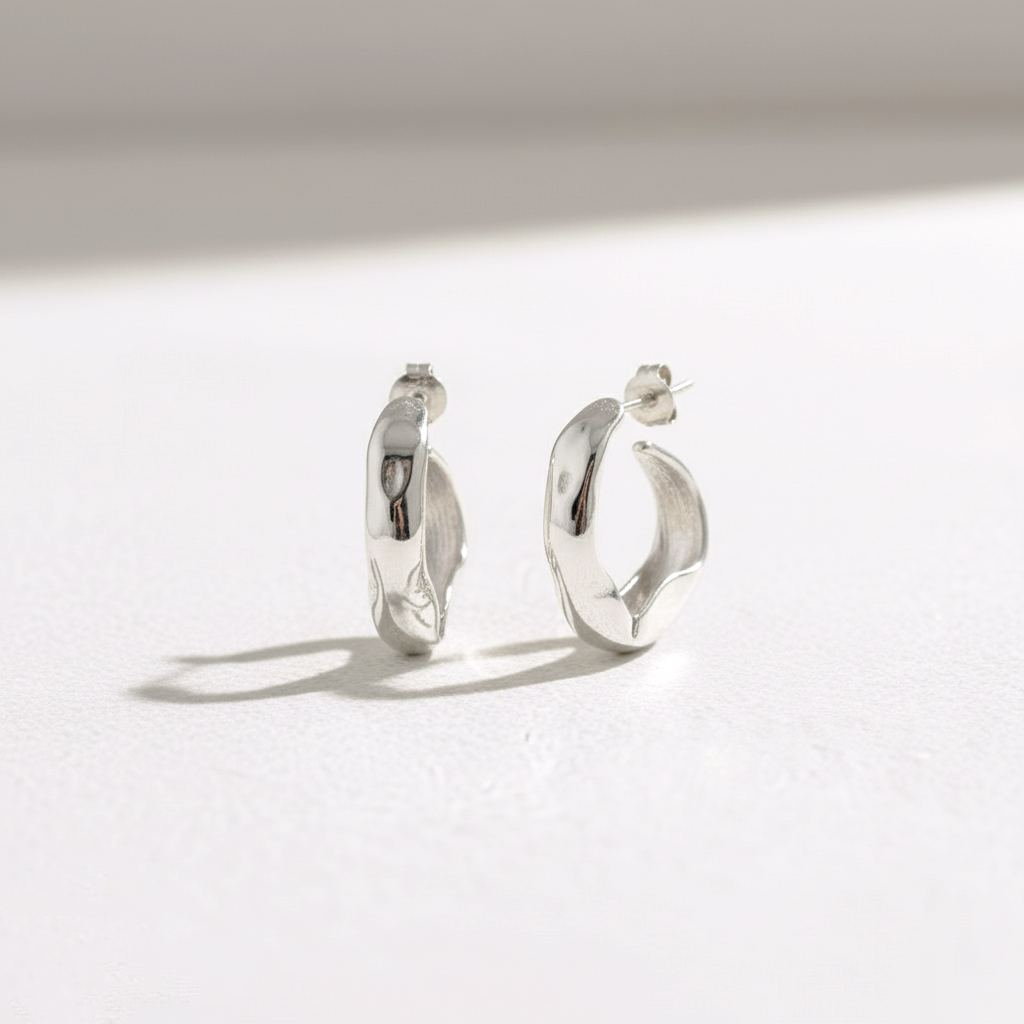 Pendientes Criolla Irregular (Aro Abierto) en Plata de Ley 925 y Baño de Oro