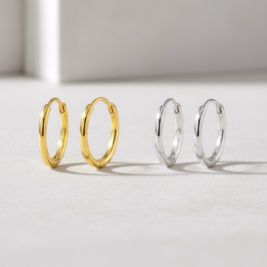 Pendientes Aro Clásico Fino 21mm en Plata de Ley 925 - Cierre Aro Click