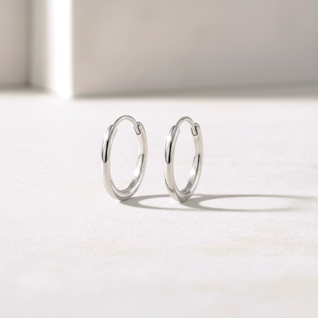 Pendientes Aro Clásico Fino 21mm en Plata de Ley 925 - Cierre Aro Click