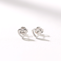 Pendientes mini Studs Corazón Hueco 5mm en Plata de Ley 925 y Baño de Oro