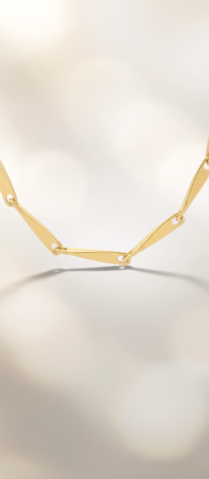 Collar Gargantilla de Cadena de Barras Finas en Plata de Ley 925 Bañada en Oro 18K