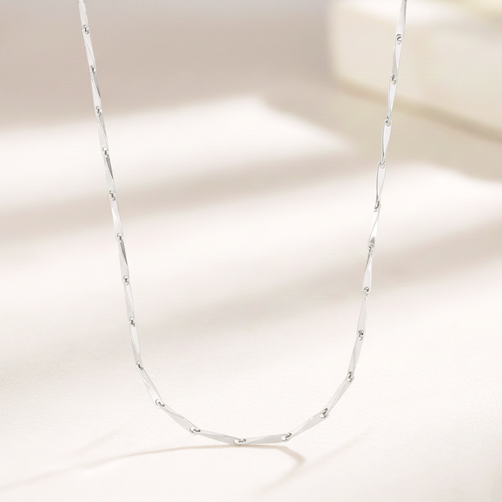 Collar Gargantilla de Cadena de Barras Finas en Plata de Ley 925 Bañada en Oro 18K