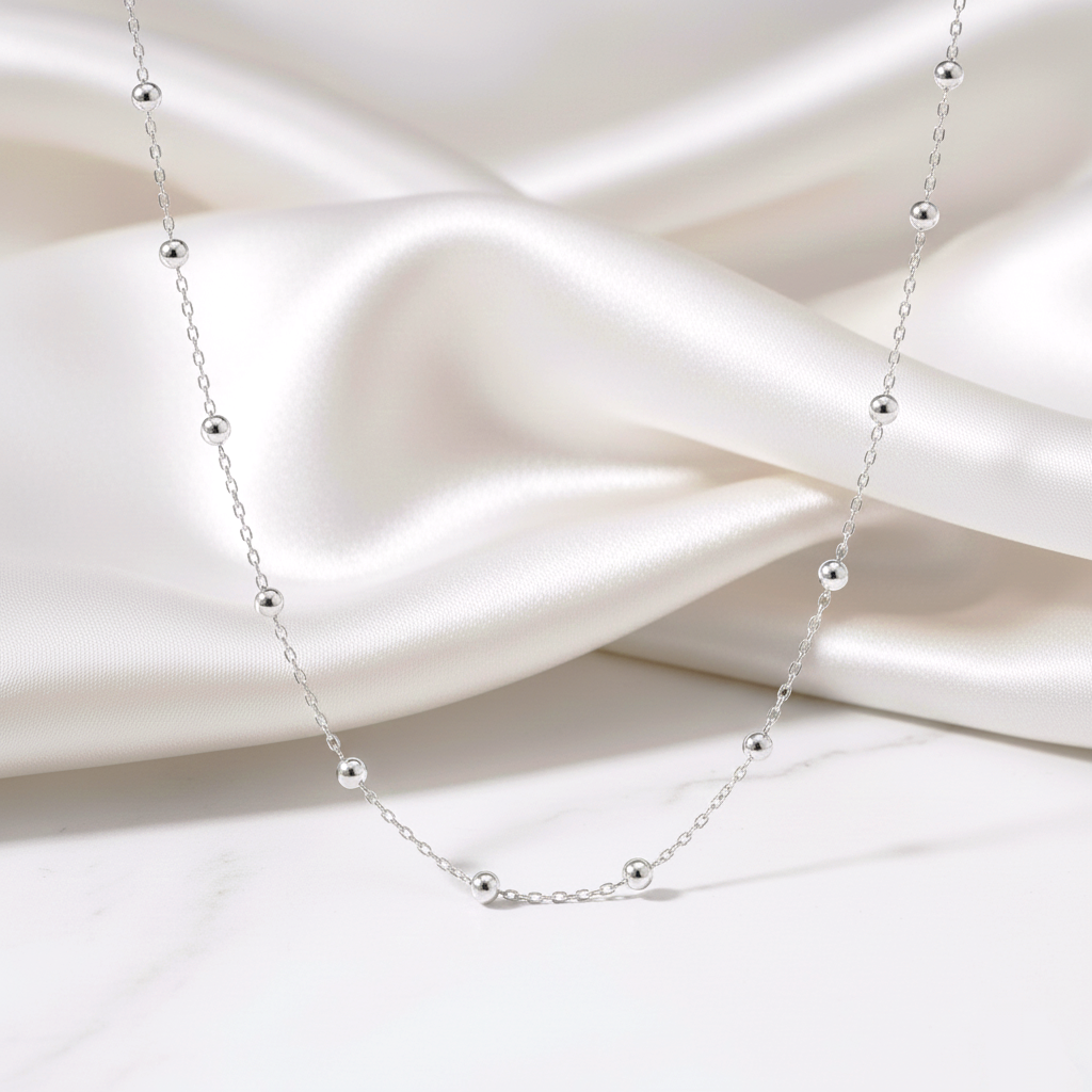 Gargantilla Cadena de Bolitas (2.5mm) en Plata de Ley 925 Bañada en Oro 18K (Triple Medida Ajustable)