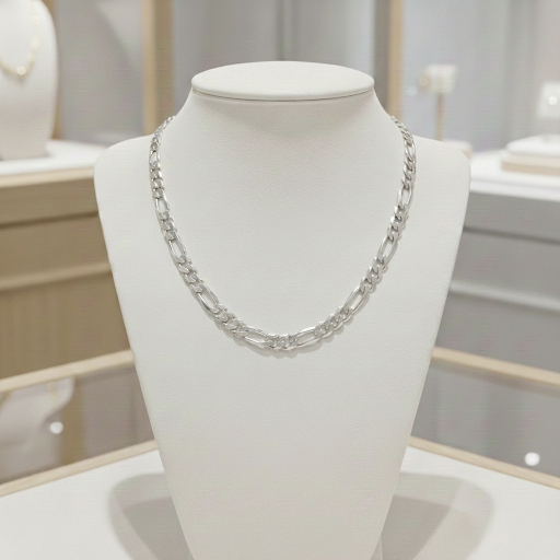 Gargantilla de Eslabones Figaro 3,7mm en Plata de Ley 925 Bañada en Oro 18K