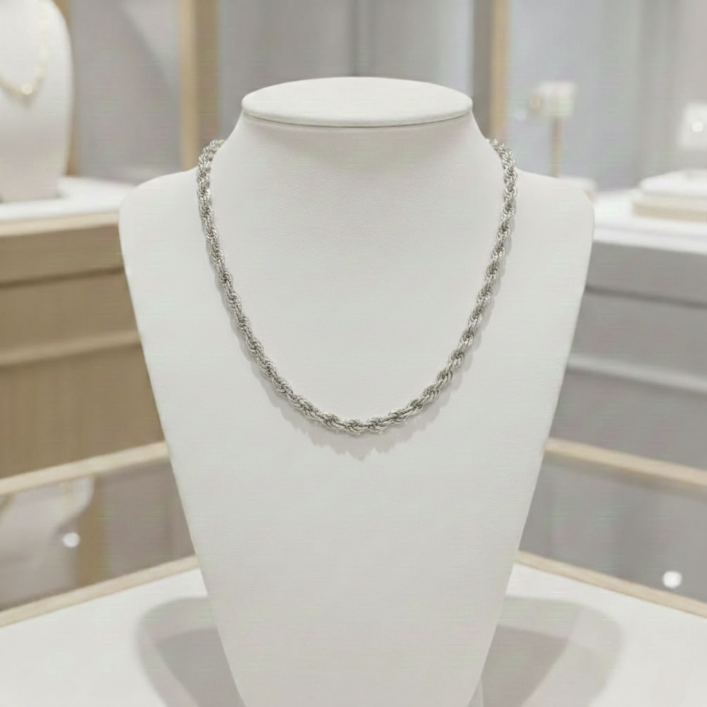 Gargantilla Cordón Salomónico 2,2mm en Plata de Ley 925 Bañada en Oro 18K