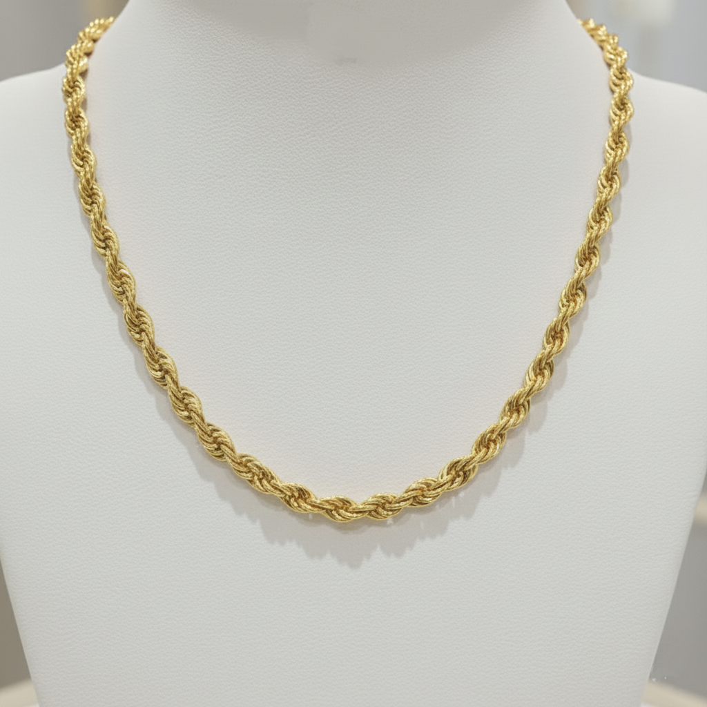 Gargantilla Cordón Salomónico 2,2mm en Plata de Ley 925 Bañada en Oro 18K