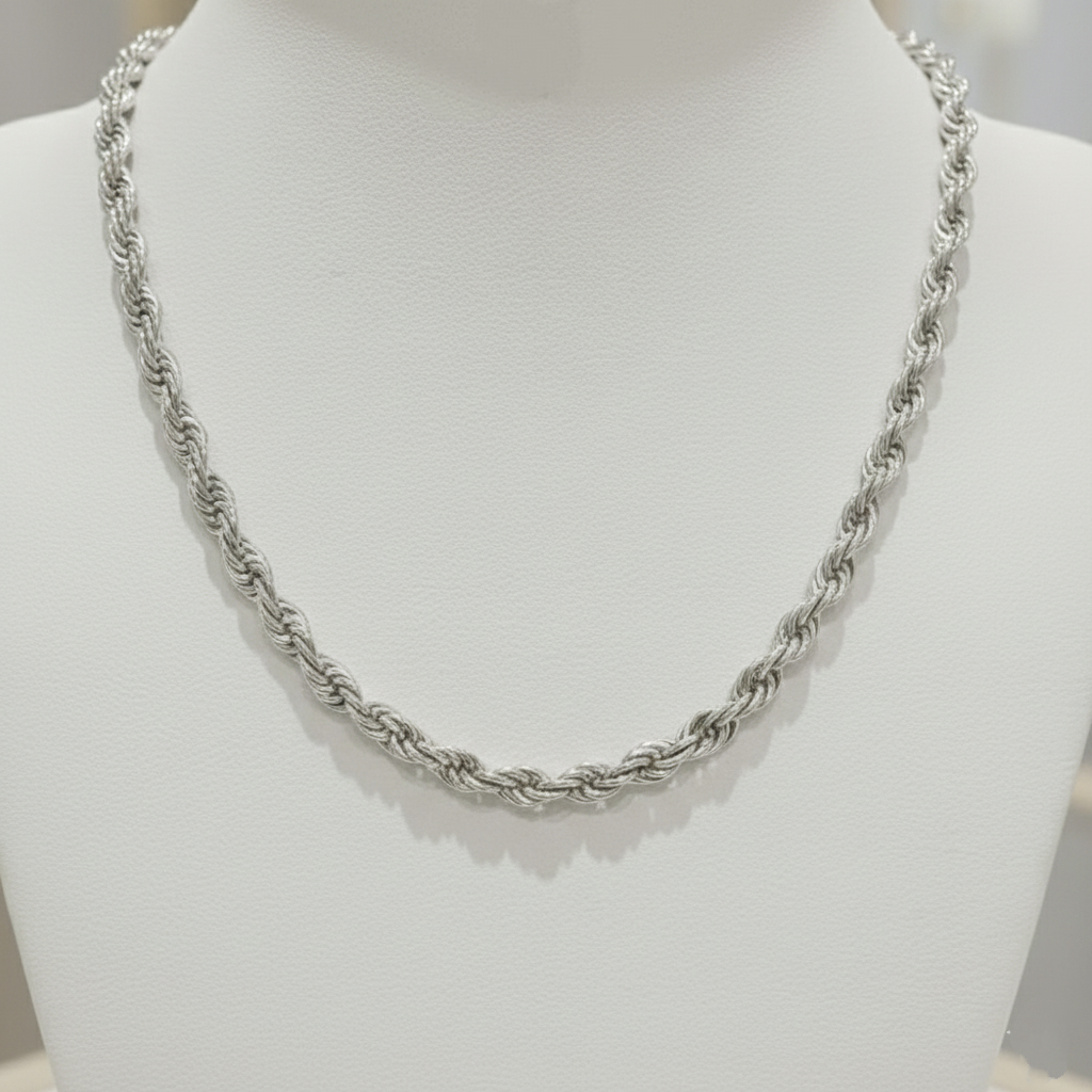 Gargantilla Cordón Salomónico 2,2mm en Plata de Ley 925 Bañada en Oro 18K