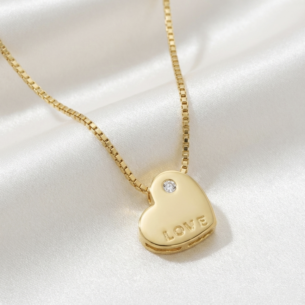 Gargantilla Corazón "Love" con Circonita en Plata de Ley 925 Bañada en Oro 18K