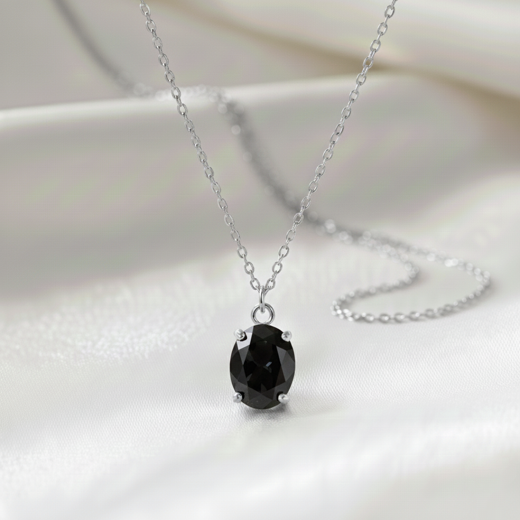 Gargantilla Solitario Oval en Plata de Ley 925 y Circonitas de Colores