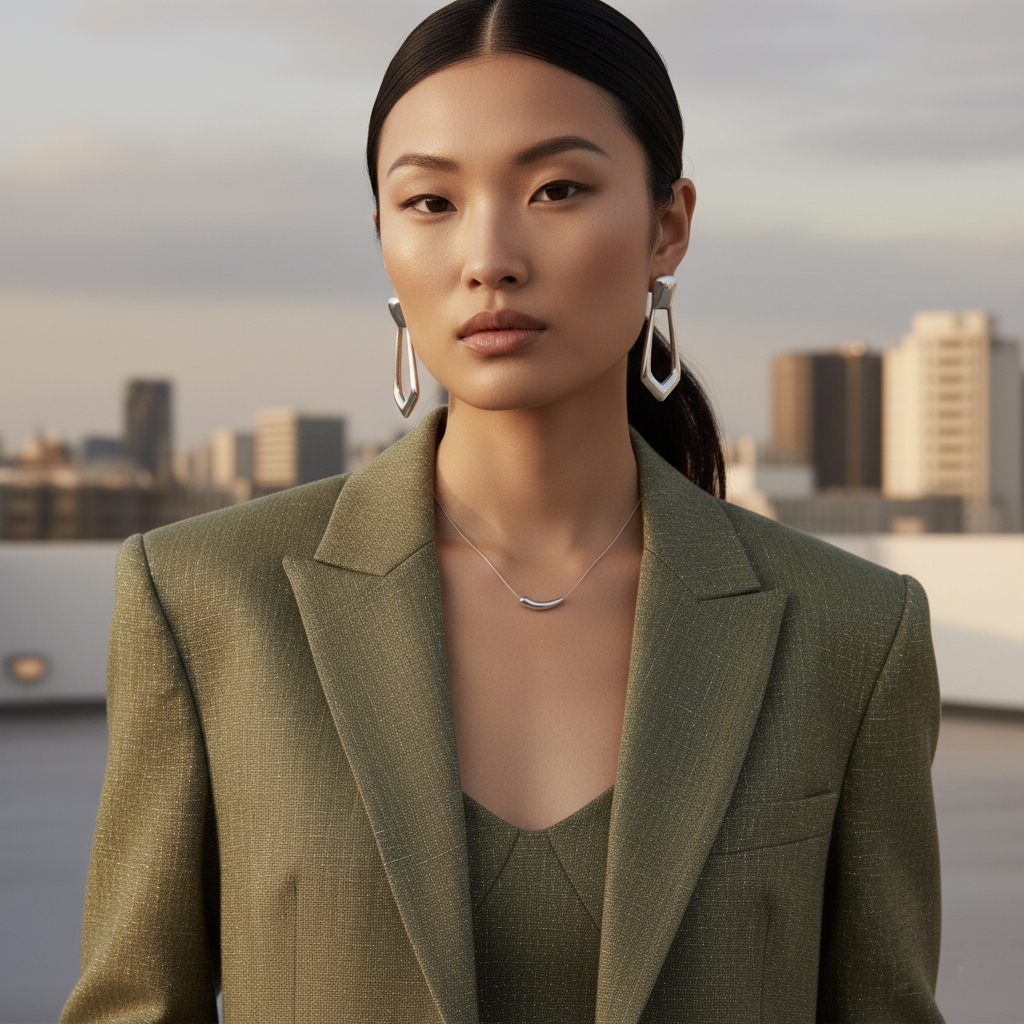 Collar con Motivo Tubo Curvado en Plata de Ley 925 Bañada en Oro 18K