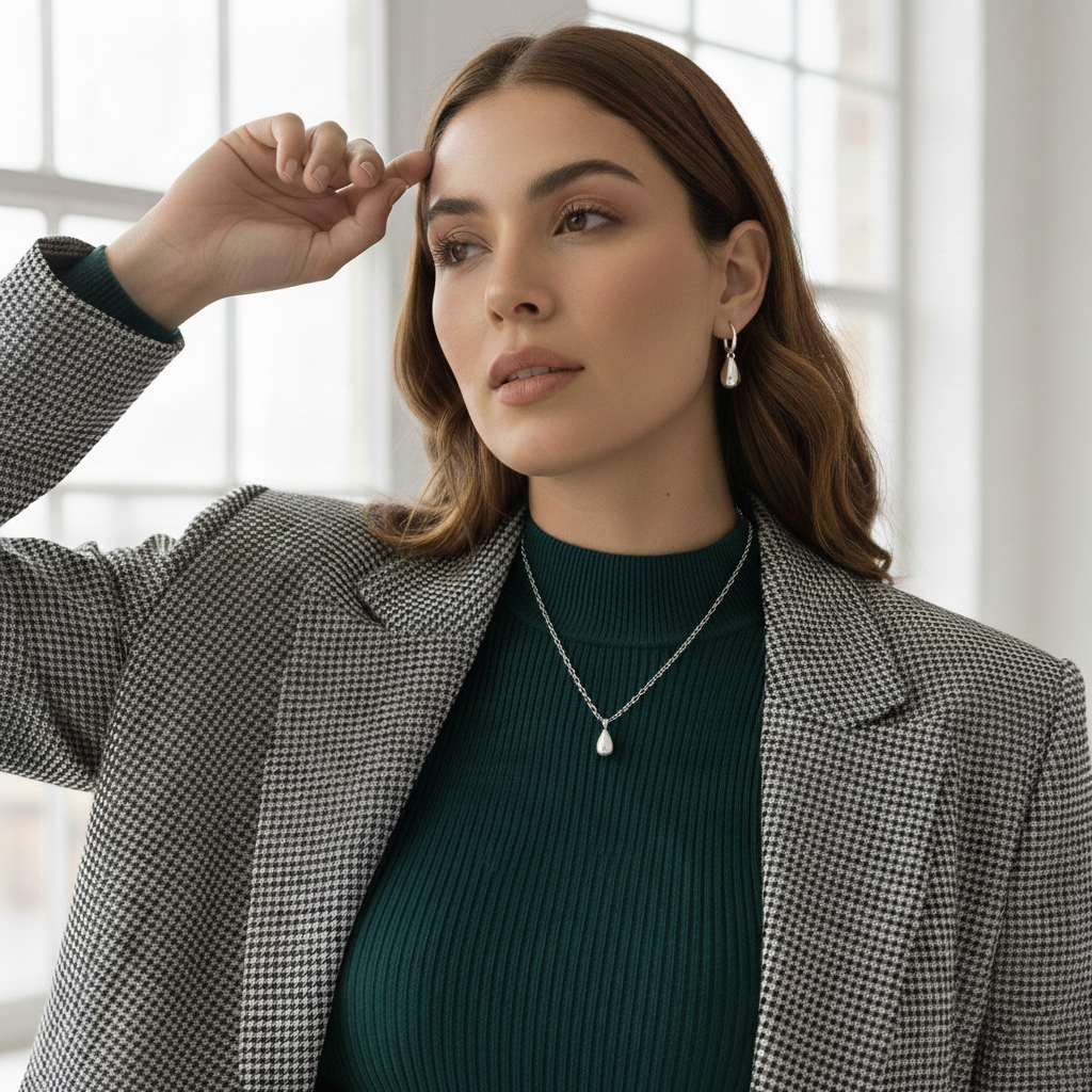 Collar Gargantilla Gota 2D en Plata de Ley 925 Bañada en Oro