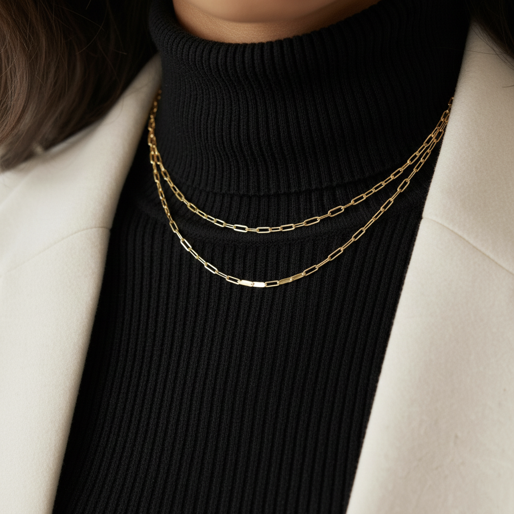 Gargantilla de Eslabones Rectangulares (6x2.4mm) en Plata de Ley 925 Bañada en Oro 18K