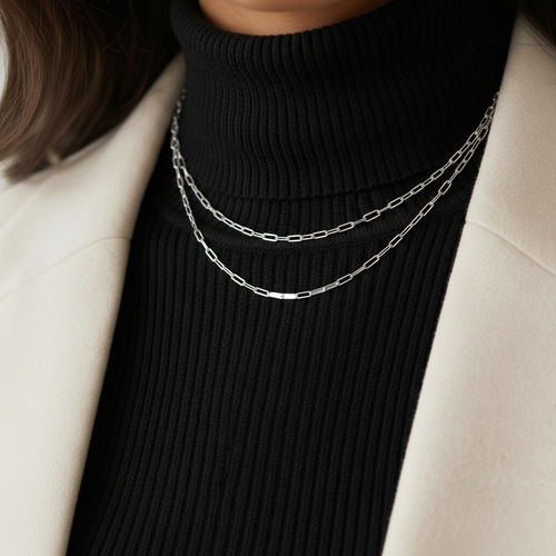 Gargantilla de Eslabones Rectangulares (6x2.4mm) en Plata de Ley 925 Bañada en Oro 18K