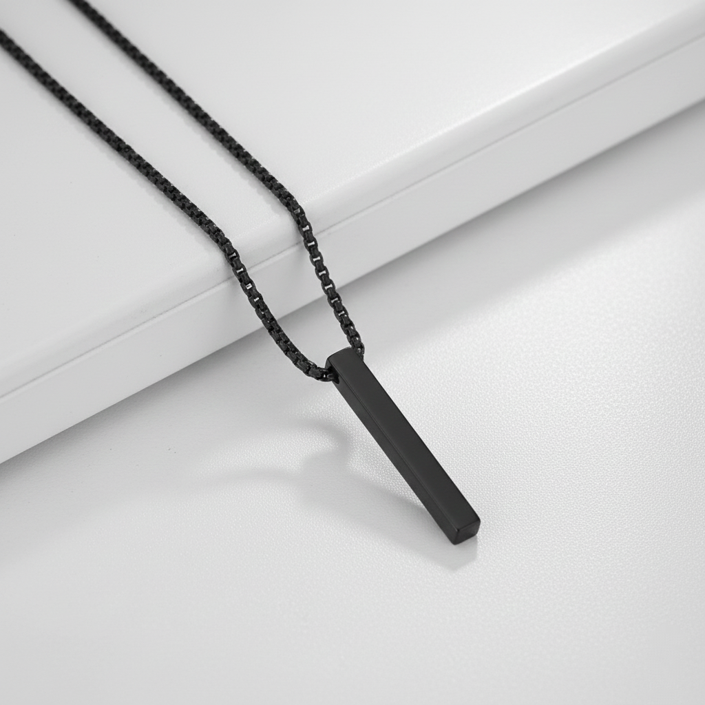 Collar Barra 3D Personalizable para Hombre y Mujer - Acero Inoxidable (50-60cm)