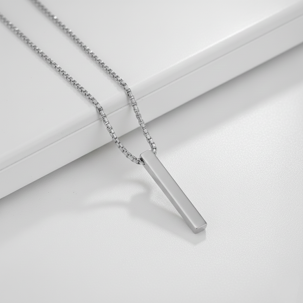 Collar Barra 3D Personalizable para Hombre y Mujer - Acero Inoxidable (50-60cm)