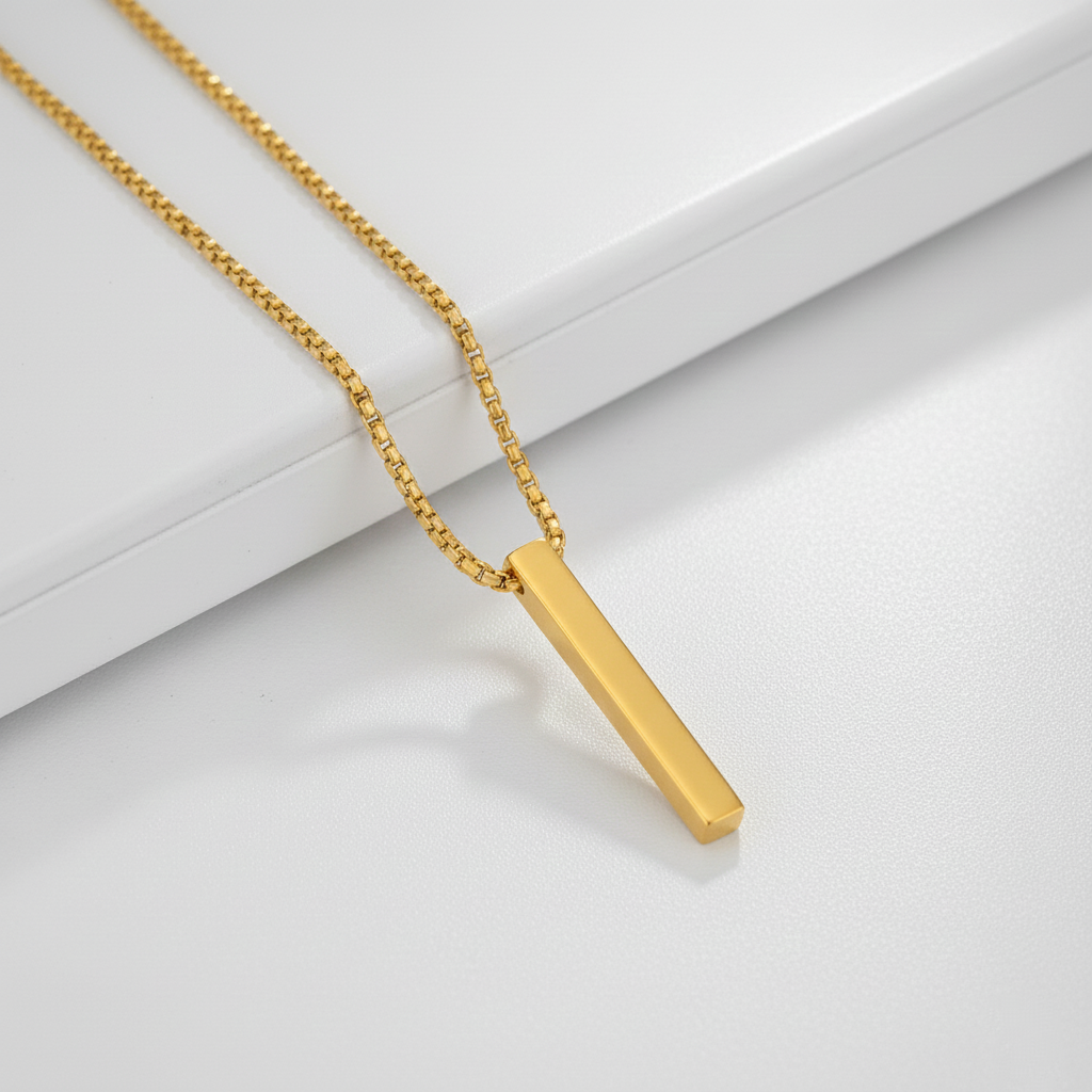 Collar Barra 3D Personalizable para Hombre y Mujer - Acero Inoxidable (50-60cm)