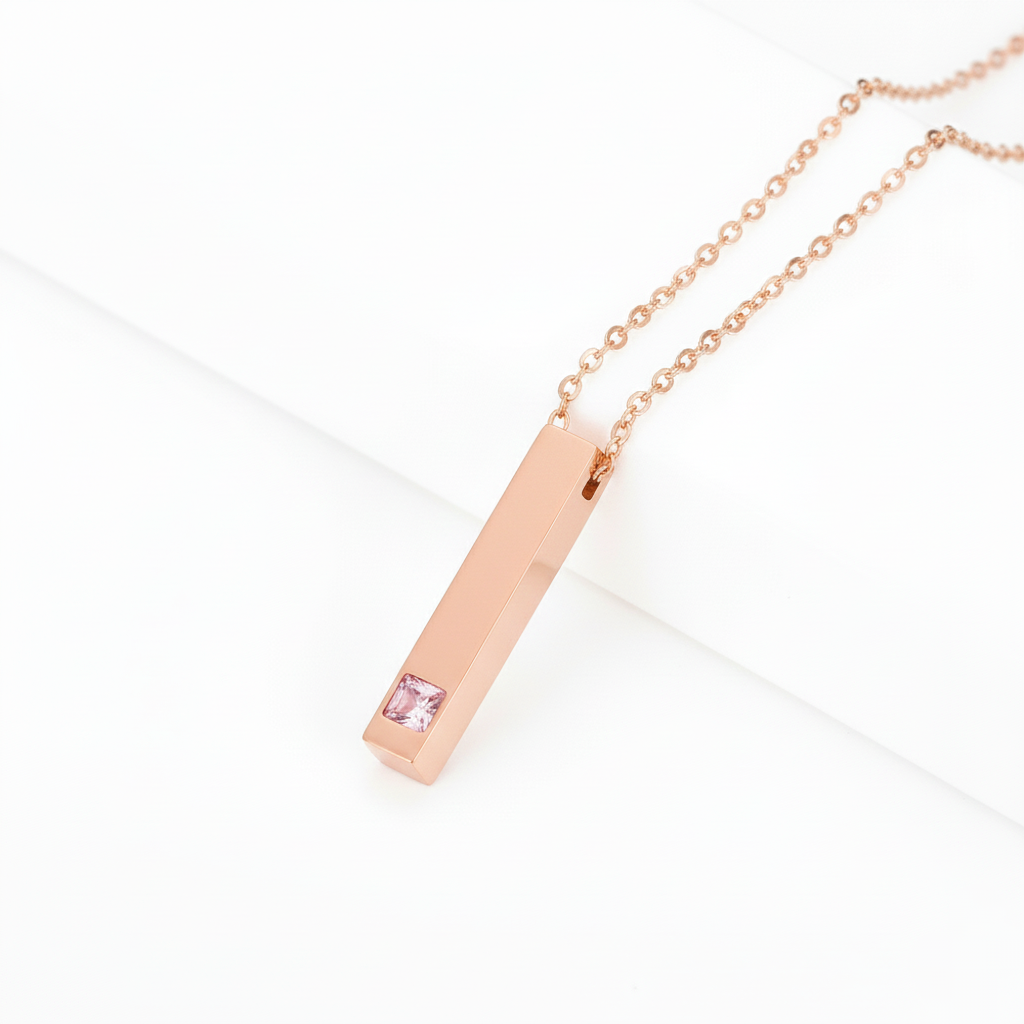 Collar Barra 3D Personalizable para Hombre y Mujer - Acero Inoxidable (50-60cm)