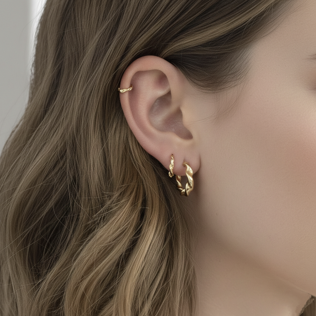 Pendientes Aro Trenzado 3 tamaños en Plata de Ley 925 con Cierre Aro Click