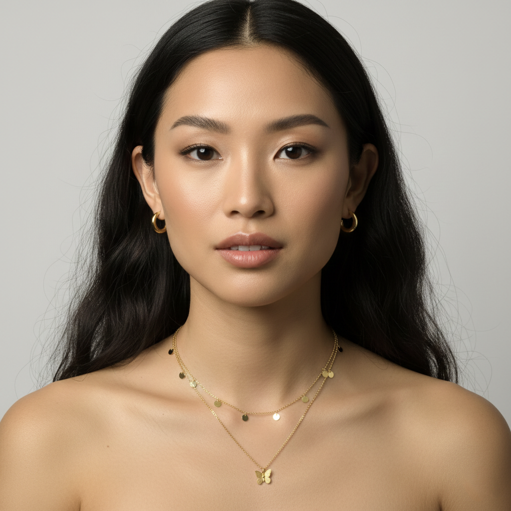 Gargantilla Mariposa 12mm en Plata de Ley 925 Bañada en Oro