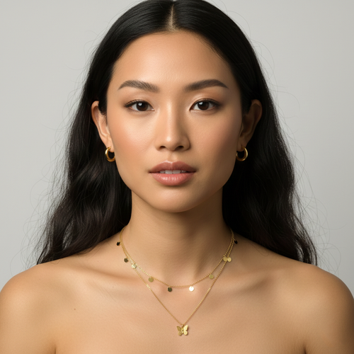 Gargantilla Mariposa 12mm en Plata de Ley 925 Bañada en Oro